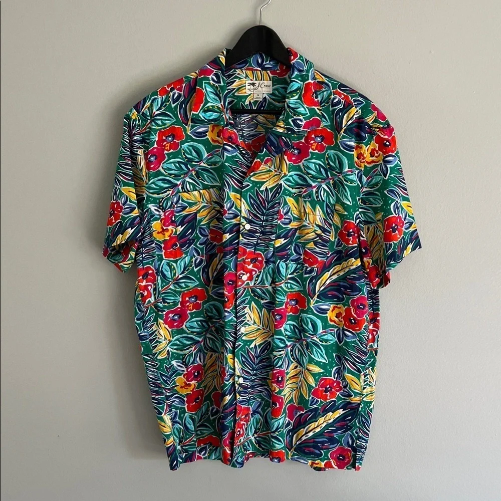 J. Crew Tropical Hawaiian Leaf Print Shirt - Large